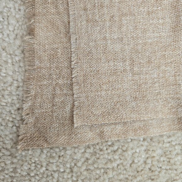 Cashmere Wrap/Scarf Large Woven Lightweight Tan - Picture 4 of 6
